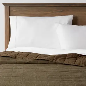 King Space Dyed Cotton Linen Quilt Olive - Threshold King Space Dyed Cotton Linen Quilt Olive - Threshold