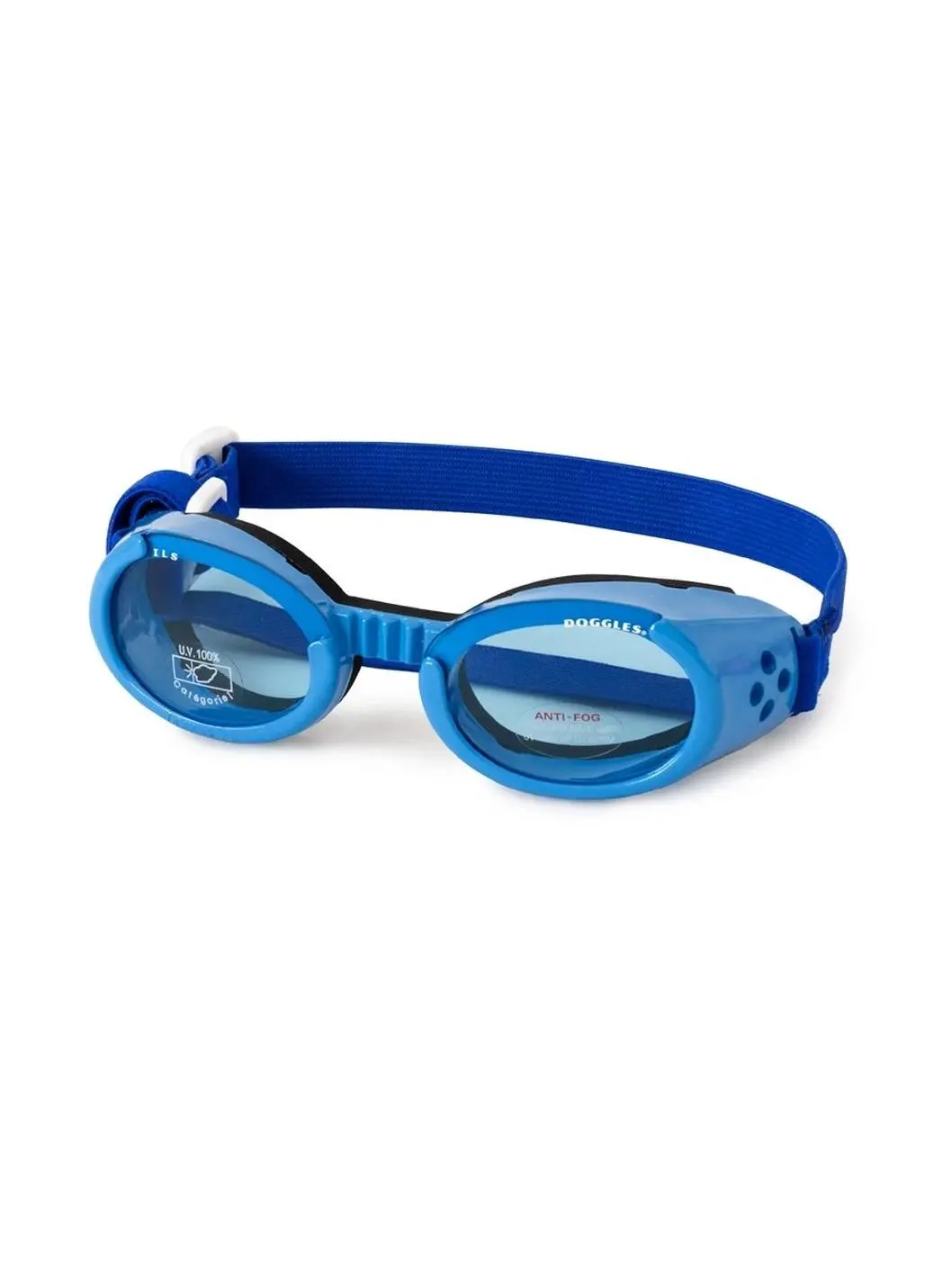 Doggles DGILLG04 Large ILS Dog Eyewear - Shiny Blue Frame, Blue Lens, 100% UV Protection, Anti-Fog, Deep Lens Cup, Extra Wide Nose Bridge, Change Lens Color Anytime, Foam Lines Frame, Interchangeable Lens System