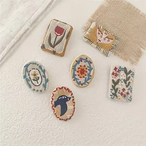 A Single Piece of Forest-Themed And Linen Brooch, Handmade And Cute Fabric Badge.