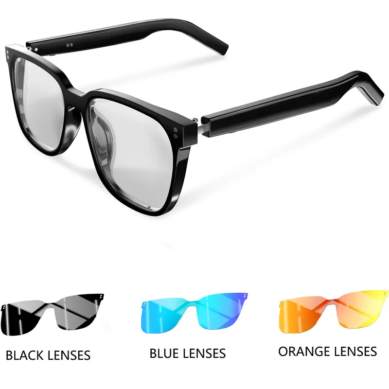 Women's Modern Oval Polarized Bluetooth Smart Glasses - Camera-Equipped, Integrated Camera, Headphones, Magnetic Port, Mic, Open-Ear Audio, Voice Assistant, UV Care, Remote Shutter, Music Playback, Plastic Frame, Batteries Included for Golf, Photography,