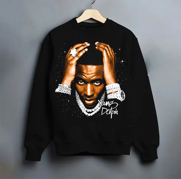 Women's Young Dolph Hoodie - Rare Rap Tour Concert Hip Hop Sweatshirt, Ribbed Sleeves Top