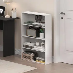 BASIC Bookcase, 4-Tier Bookcase with Open Shelf, Cube Storage Bookcase, 6 x 24 x 35, for Living Room Bedroom Home Office, White