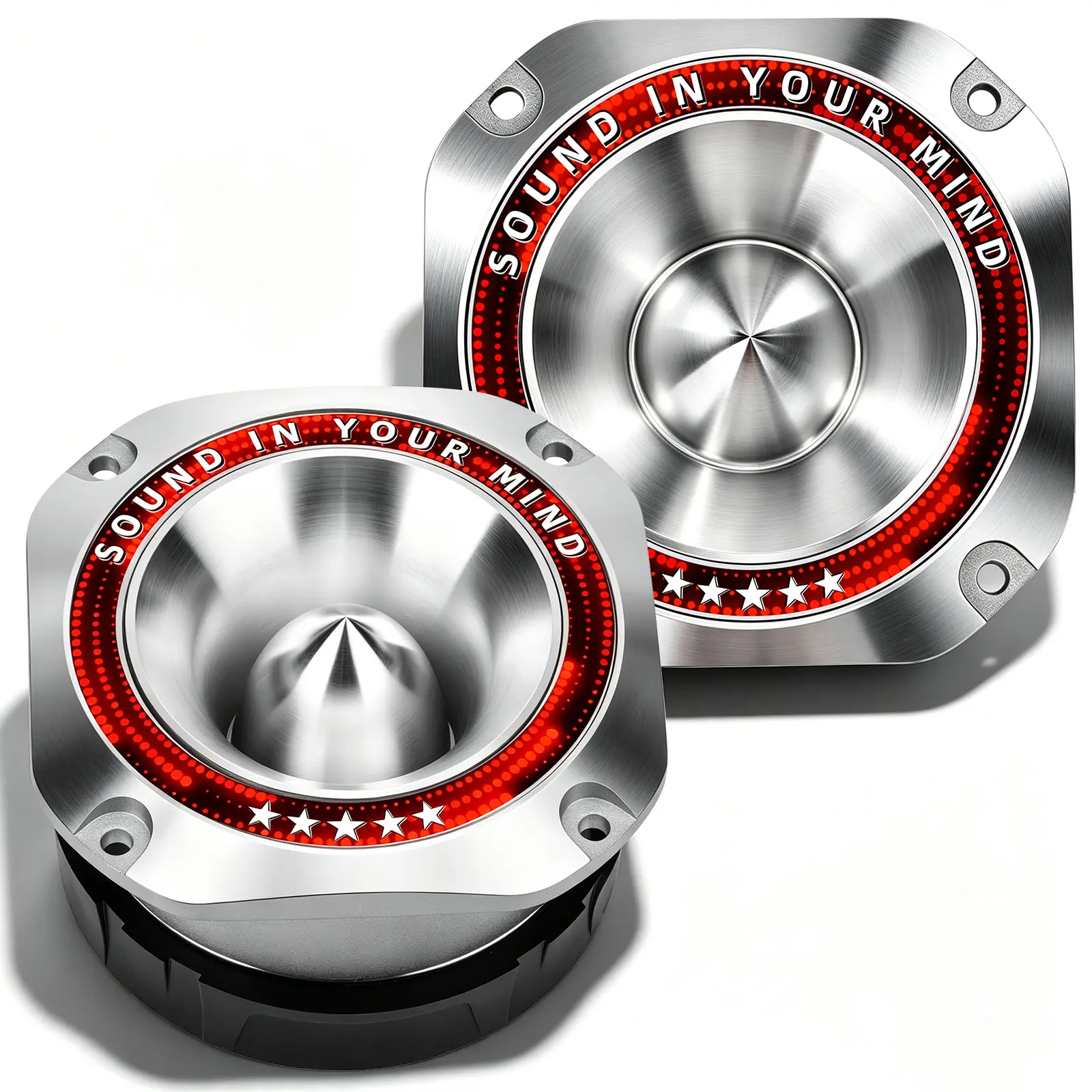 TANVSO 4 Inch Super Tweeters for Car Audio, 1200W MAX 4 Ohm Bullet Tweeter Speakers Pair, 107dB Titanium Compression Drivers with 1.5 Inch Voice Coil for Door Panels Speaker Boxes headliner stereo speaker audio w custom prints installation caraudio
