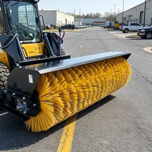 72" Hydraulic Angle Broom Skid Steer Attachment – 30° Left/Right Adjustment, Sweeps Debris, Sand & Light Snow, 15 GPM, 619 lbs | Lawn Care | Outdoor Cleaning