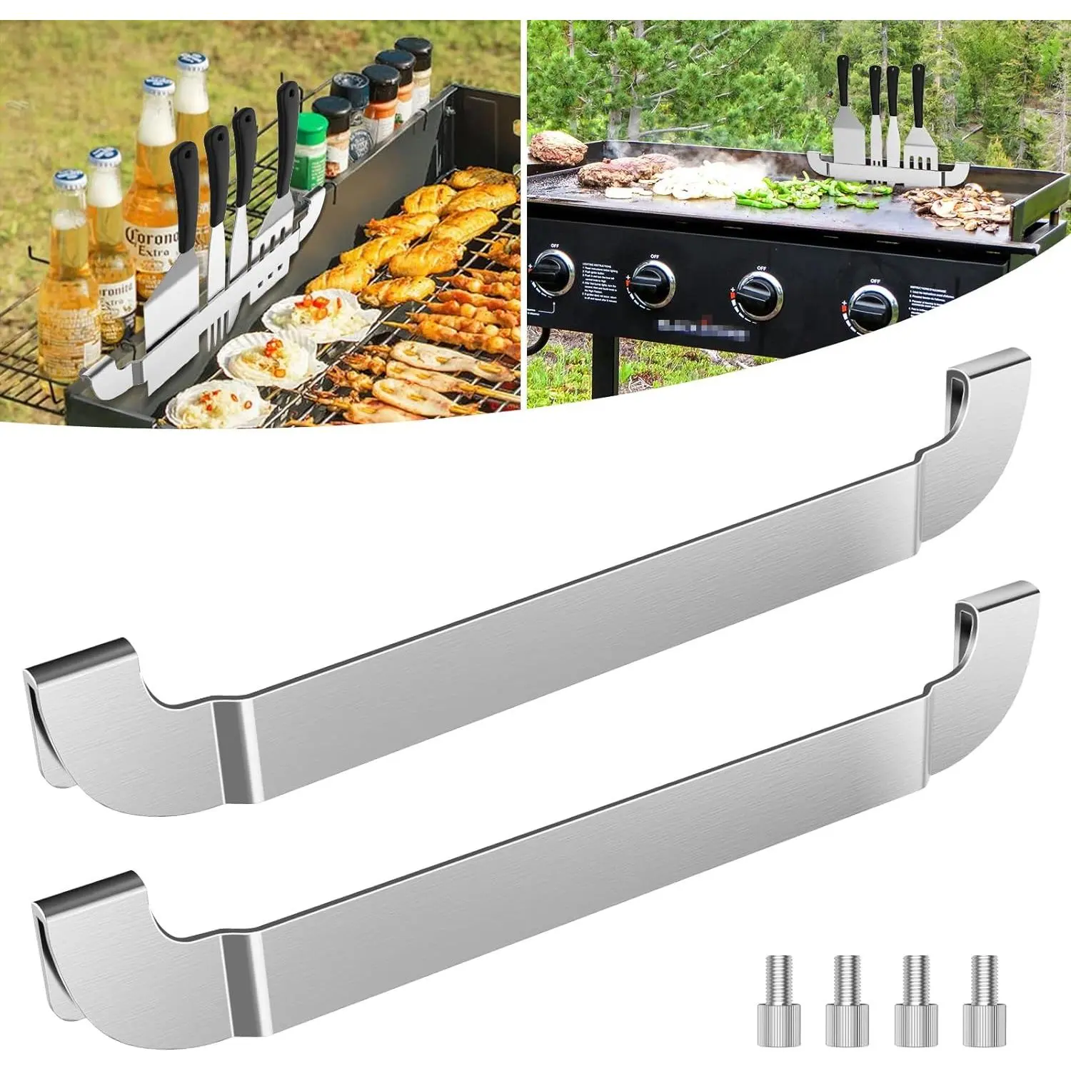 2 Pack Griddle Spatula Holder, 10 Inch Stainless Steel Barbecue Tool Hold Rack, Outdoor Picnic Griddle Accessories for Blackstone, Royal Gourmet and Other Flat Top Griddle