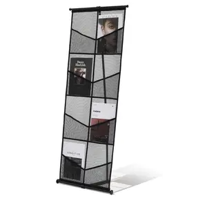 VEVOR Brochure Display Stand, 4-Tier 8 Pockets Mesh Literature Display Holder, Floor Standing Magazine Newspaper Catalog Rack, Lightweight and Portable with Carrying Bag for Shop Exhibitions Office
