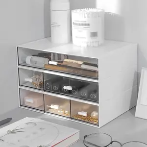 Stackable Drawer Cosmetics Organizer, Drawers Organization, Multi-purpose Makeup and Jewelry Storage, Desktop Stationery Storage Box for Home Office Dormitory Bathroom