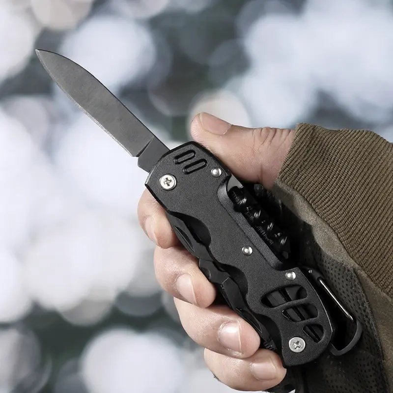 12-in-1 Survival Multi-Tool Folding Knife - Swiss-Style EDC Portable Hand Tool, Multi Purpose Outdoor Multifunctional Survival Equipment for Camping, Hiking Repairs, Multi Purpose Tool