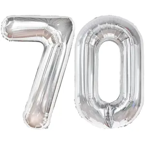 Giant 70 Balloon Numbers Silver - 40 Inch70Th Birthday Balloons | Silver 70Th Birthday Decorations For Women | Silver Number 70 Balloons | Silver 70 Balloons For 70 Birthday Decorations
