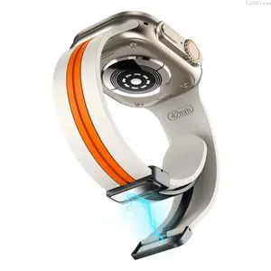 Magnetic Silicone Apple Watch Band, Adjustable Colorblock Strap Compatible with Series 9, 8, 7, 6, 5 (42–49mm), Secure Comfortable Wristband for Everyday Wear