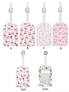 Bow Pattern Leather Luggage Tag, Waterproof Design, Travel Accessory for Suitcases and Cruises, Includes Name ID Card, Must-Have