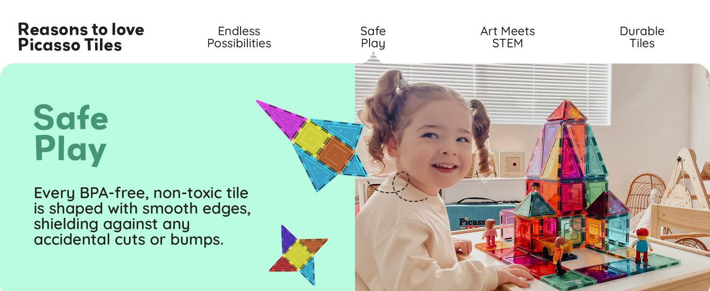 PicassoTiles 60 Piece Set 60pcs Magnet Building Tiles Clear Magnetic 3D Blocks Construction Playboards - Creativity Beyond Imagination, Inspirational, Recreational, Educational, Conventional