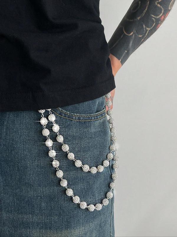 Stylish Multi-Layer Rhinestone Chain Waist Chain for Men, Unique Body Chain Accessory, Ideal for Pant Decoration