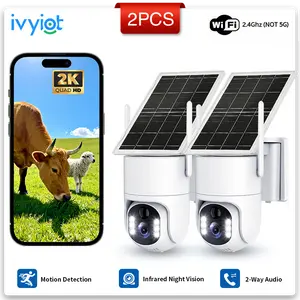 Ivyiot 2K Solar Wireless WiFi Outdoor Security Camera No WiFi Needed 4G LTE Auto Connect Color Night Vision Surveillance Cam for Ranchers Farm Remote Property Safe