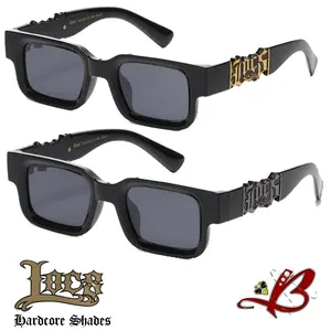 Locs Monolith: Hardcore Shades with Ultra-Thick Slab Frames and Big Gold Cutout Logo Architecture | Genuine Original Authentic Classic Locs Sunglasses