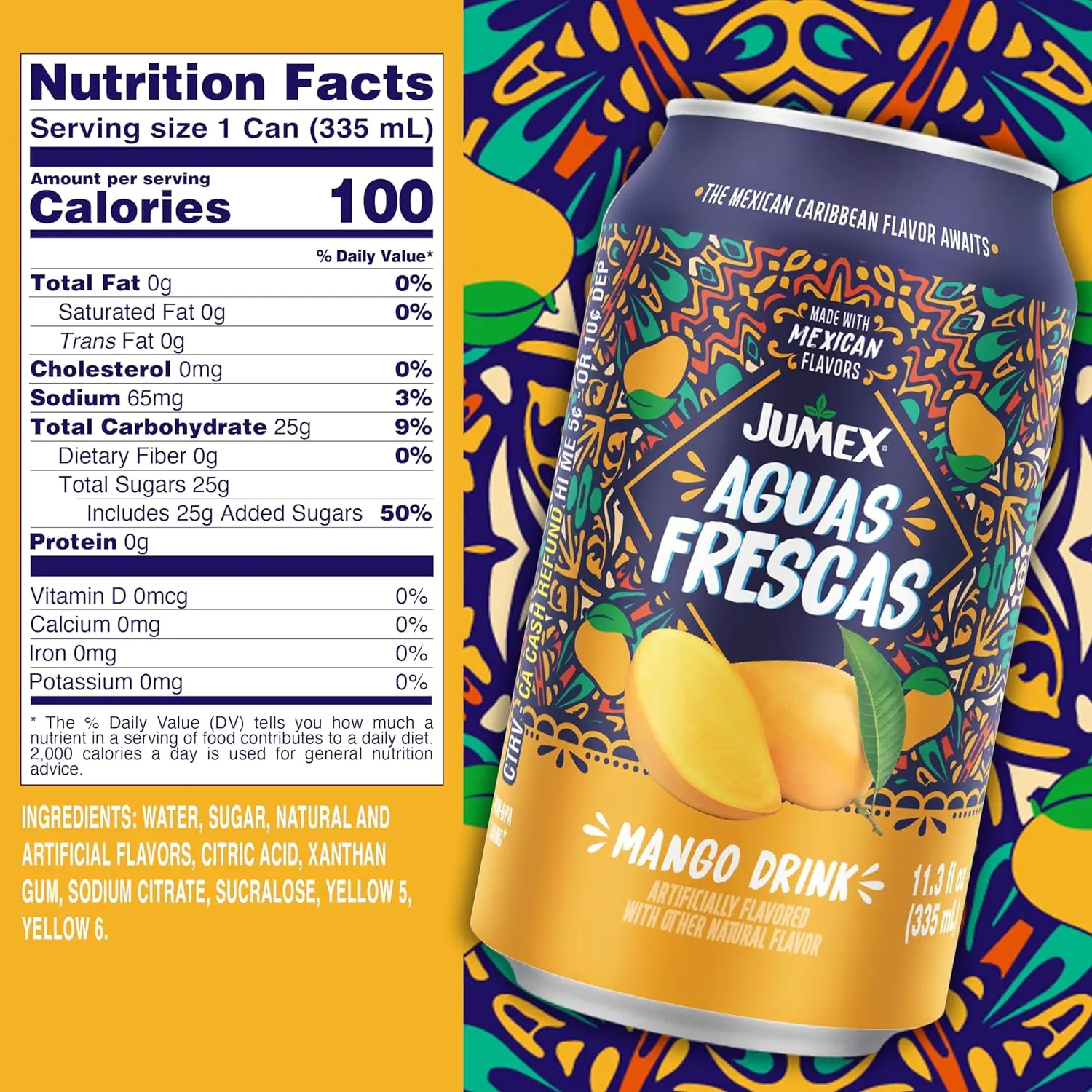 Jumex Aguas Frescas Mango 13.3oz vegan gluten free juice "Mango" flavored