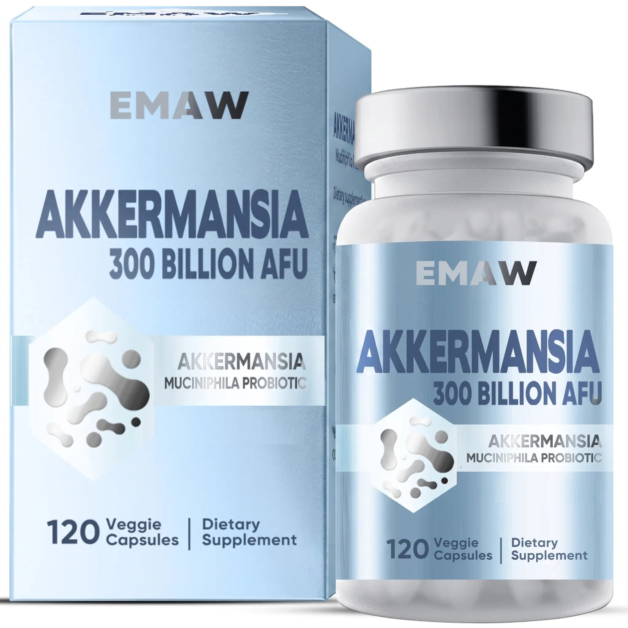 High Potency Akkermansia Muciniphila Probiotic Supplement 300 Billion AFU – Advanced Gut Health Support for Occasional Bloating, Digestive Discomfort, and Intestinal Microflora Balance (120 Veggie Capsules)