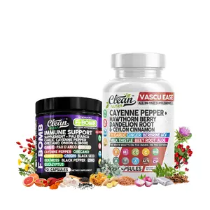 Clean Nutra CardioDefend Duo | Immune Support Supplement, Pau D'Arco, Cayenne Pepper, Hawthorn Berry & More for Heart & Immune Support Capsules [F-Bomb + Vascu Ease]
