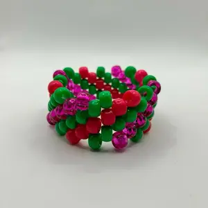 Kandi Green and Pink Swirl Cuff - Stylish Design with Elegant Swirls, Ideal for Everyday Wear