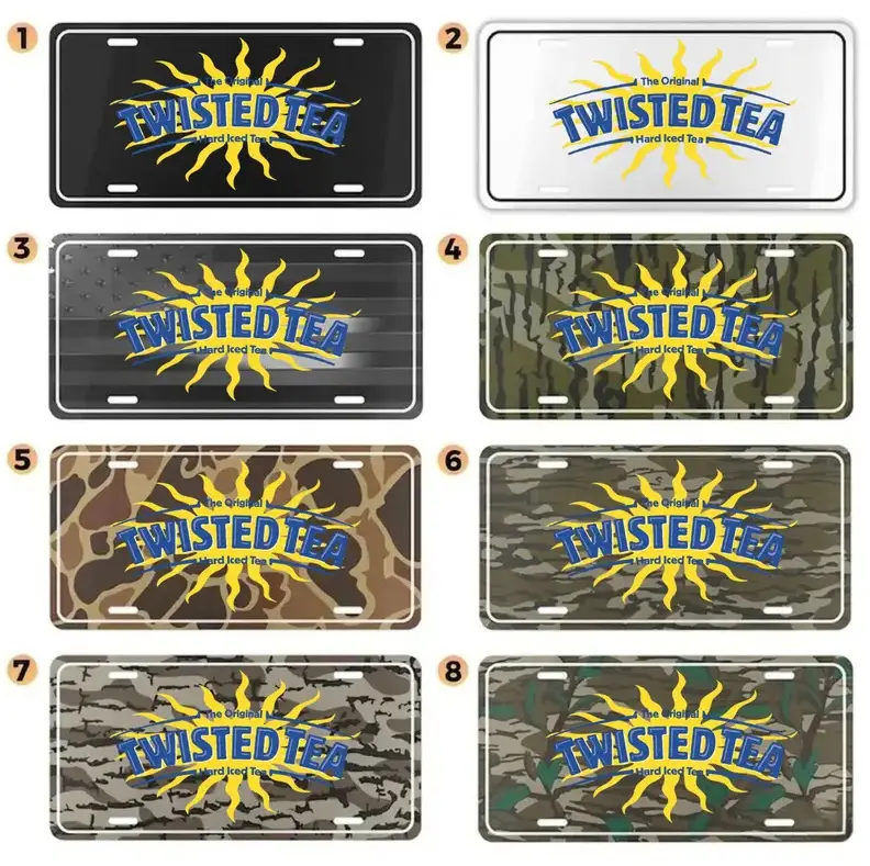 TWISTED TEA CAMO License Plate - Funny Hard Iced Tea Front Car Tag - Tailgate Party Truck Accessories, Gift for Him Her, 12x6 Durable Metal Plate