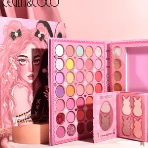 KEVIN&COCO 62-Color Eyeshadow Palette Book with Blush, Contour, & Removable 4-Color Highlighter Cosmetic Makeup Buy now