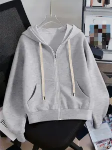 Early Autumn Commuter Short Zip Hoodie Jacket, Soft Breathable Versatile Slim Fit, Small Size Friendly Dual Pocket Design