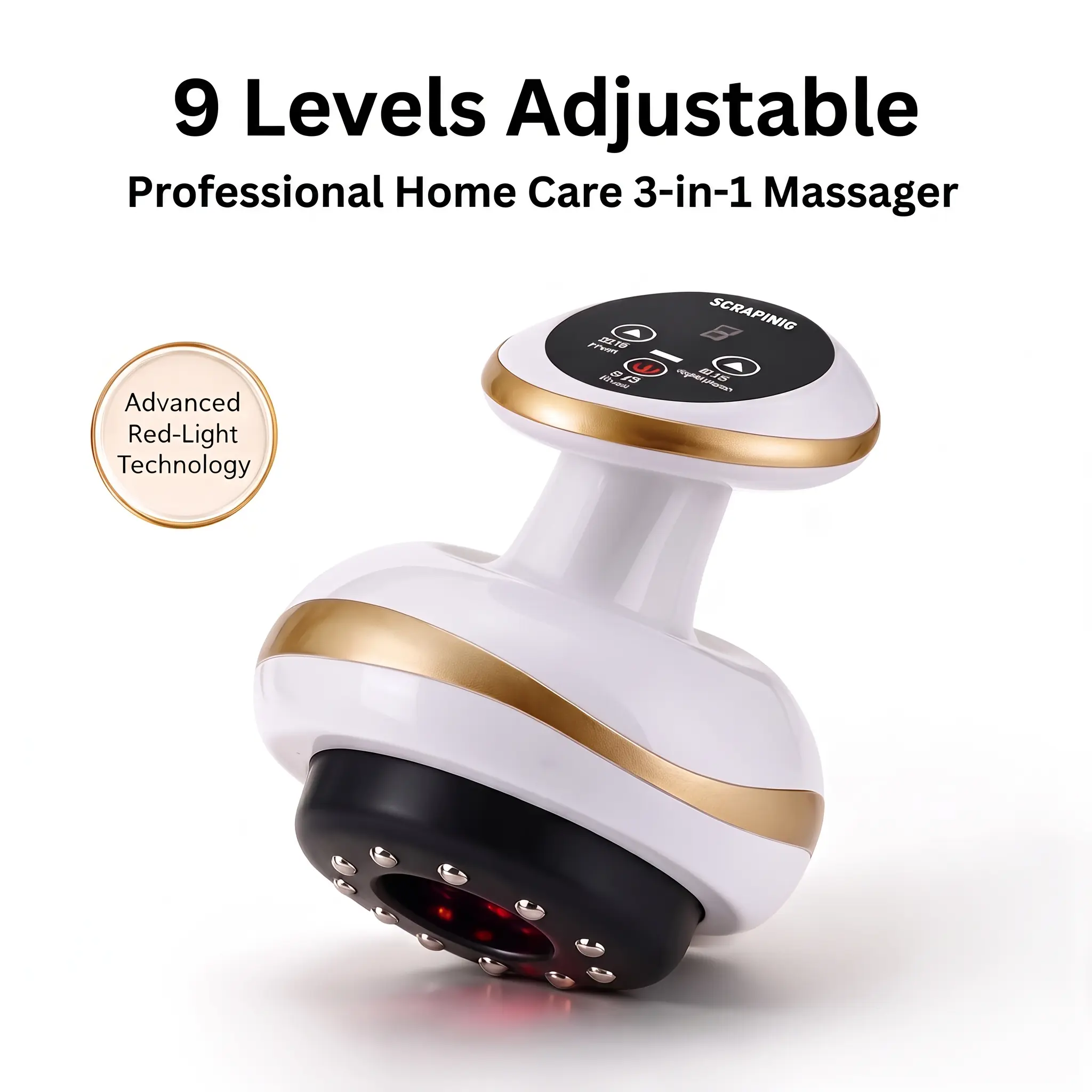 NRPC Rechargeable Gua Sha Cupping Massager - 9-Speed Suction, Red Light Heating, Foldable Ab Workout Equipment for Body Massage, Cellulite Care, Home Gym Fitness cellulite band