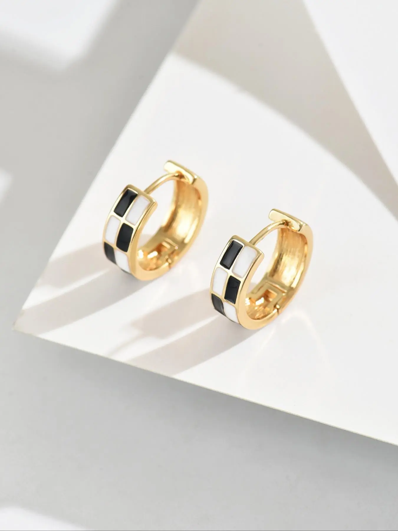 Fashionable Checkerboard Pattern Design Hoop Earrings, Fashion Jewelry for Party, Daily Clothing Decor, Trendy All-match & Exquisite Jewelry for Birthday Gift, Elegant Minimalist Earrings, High Quality Earrings, Casual Trendy Jewelry