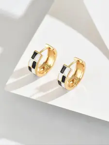 Fashionable Checkerboard Pattern Design Hoop Earrings, Fashion Jewelry for Party, Daily Clothing Decor, Trendy All-match & Exquisite Jewelry for Birthday Gift, Elegant Minimalist Earrings