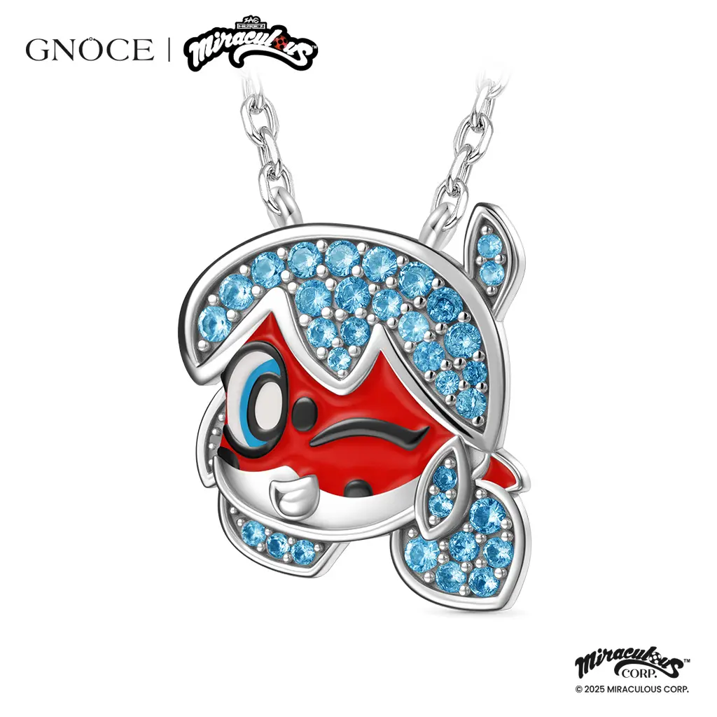 Gnoce S925 Sterling Silver Noir Box Chain Jewelry Sets - Women's Bracelet Stack Set with Colorful Charm Necklace (JYN035-Necklace), Rings, Keychain, Cubic Zirconia Collectibles, Officially Licensed Birthday Gift Accessory