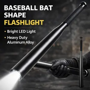 2-in-1 Aluminum Alloy Baseball Bat LED Flashlight Portable Torch with Lanyard for Outdoor Camping Hiking Emergency Light Super Bright