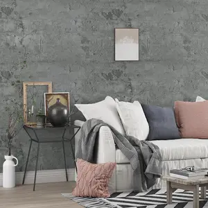 Grey Limewash Wallpaper Peel and Stick Modern Gray Concrete Wallpaper Cement Textured Bedroom Wall Paper for Bathroom Living Room Accent Walls Thick Vinyl Countertop Contact Paper 15.8" x 78"