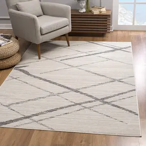 HomeRoots 392900 7x10 ft. Gray Modern Criss-Cross Abstract Area Rug - Indoor Living Room Decor Piece, Abstract Area Rugs