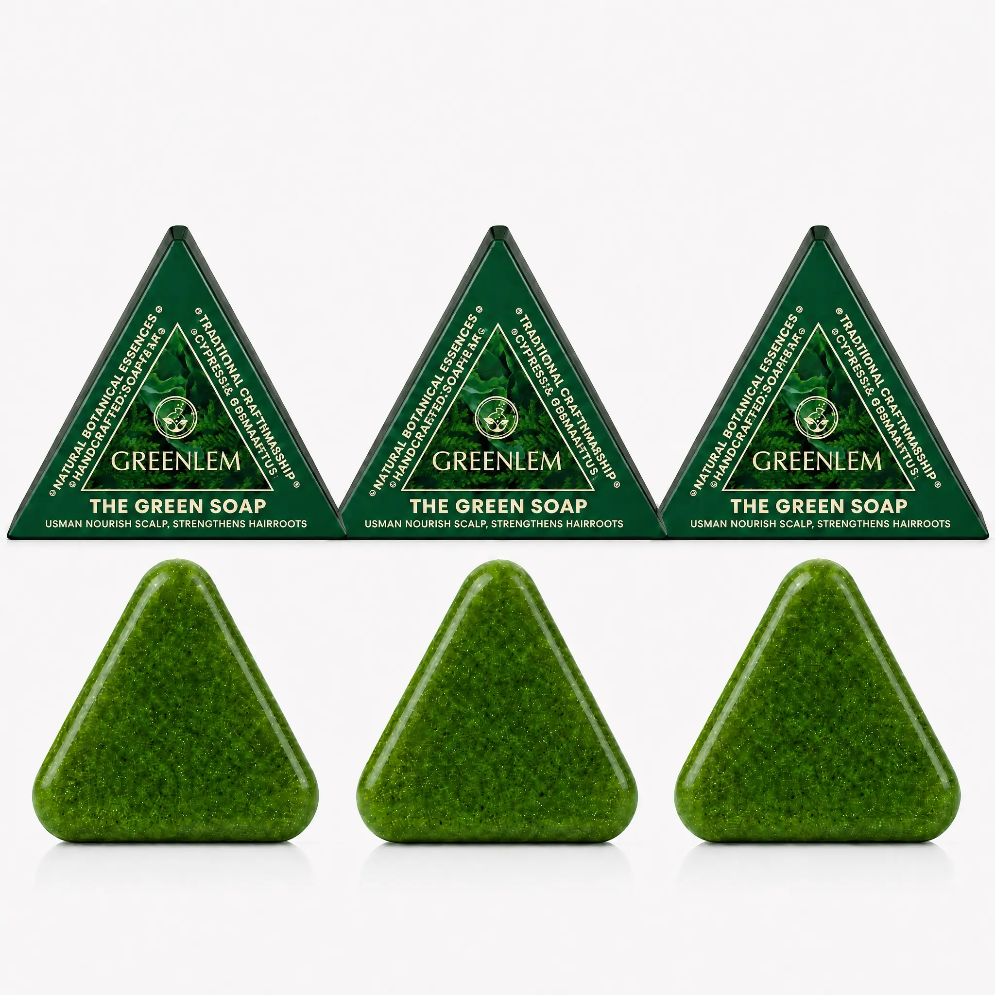 Nature Triangle Usman Grass Extract Dry Shampoo Bar (3Pcs) - Gentle for All Hair Types, Calms, Strengthens, Smooths Hair, Suitable for Women & Men | Beauty Haircare Product