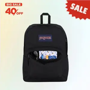 JanSport SuperBreak One Backpack - Lightweight & Durable School Bag with Front Organizer Pocket - Unisex Classic Bookbag for Everyday Use Black - Use to Laptop