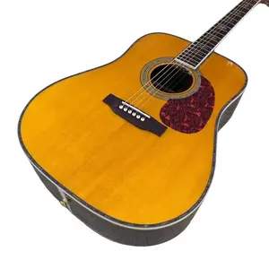YELLOW Gloss 41 Inch Acoustic Guitar Solid Spruce Top Abalone Inlay fingerboard