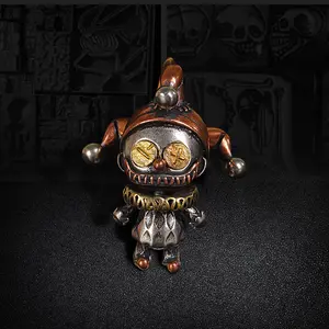 Dark Style Clown Doll Pendant Necklace Vintage Distressed Copper Punk Trendy Toy Edgy Streetwear Unisex Dark Aesthetic Accessory D-019 60cm Box Chain