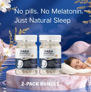 2 Bottles of Emolax Sleep Capsules – Non-Melatonin Natural Sleep Support – With GABA, Magnesium, L-Theanine, 5-HTP & Botanical Complex – 60 Vegan Capsules