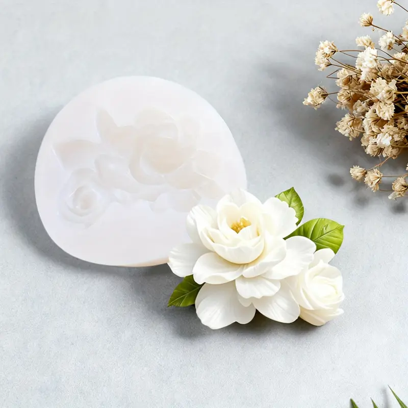 1pc Gardenia-shaped Silicone Mold, Candle Making Mold, Used to Create Scented Candles, Resin, Clay, Plaster, and Epoxy Resin Crafts, Perfect for Birthday, Wedding, Mother's Day, and Valentine's Day Decorations, Handicraft, Handmade Crafts, Candle Molds