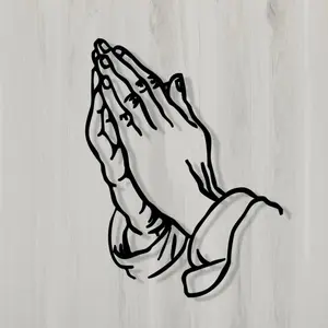 Praying Hands Metal Wall Decor, Hanging Wall Art, Minimalist Line Art Church, Home Office Decoration, Easy Hang Spiritual Gift, Durable Construction