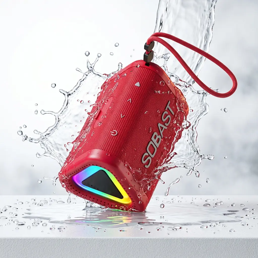 S21 Portable Bluetooth Speaker, USB-C Rechargeable Wireless Speaker with RGB Lights, TWS Stereo Pairing, Hands-Free Calls, IPX5 Waterproof, Loud Sound for Home, Outdoor, Party, Camping, Gifts for Men Women