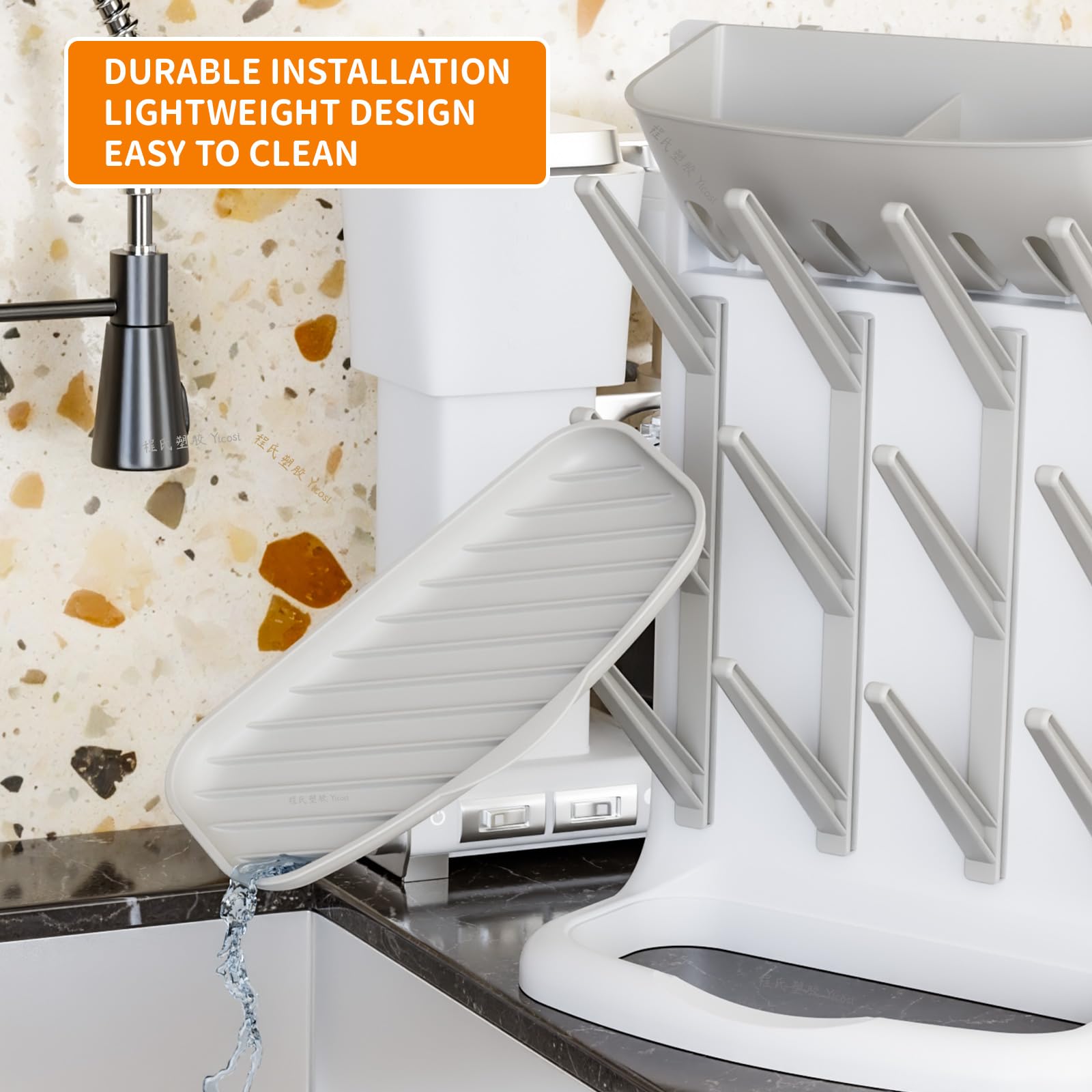 Vertical Baby Bottle Drying Rack, BPA Free, Space Saving Feeding Bottles Drying Rack Holder for Countertop, Baby Bottle Holder Storage Station for Pacifiers, Pump Accessories Stand, Grey
