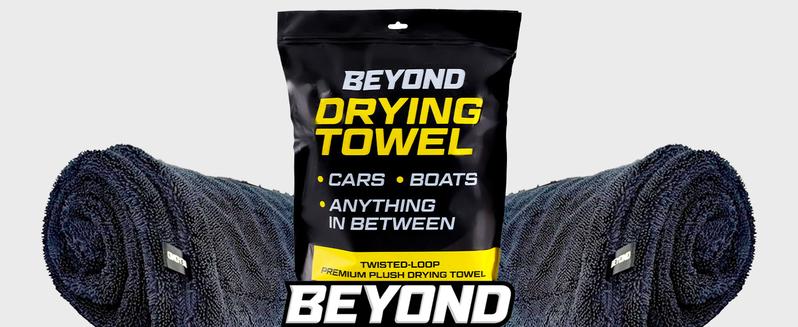 Beyond Drying Towel - Premium Car Drying Microfiber - Large & Super Absorbent - Detailing Towel for Cars and Boats - One-Pass Scratch Free Cleaning Towel - 24 x 36 Black