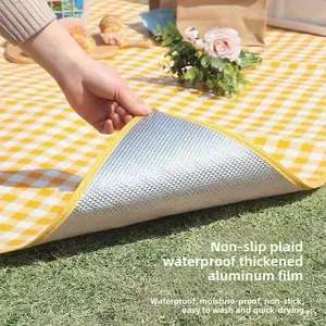 Picnic Blanket, 3-Layer Thick Waterproof Outdoor Mat for Camping Tent Flooring & Spring Outing Lawn Seating