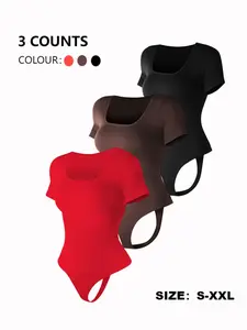 Women's Solid Color Square Neck Shapewear Bodysuit Underwear, High Stretch Seamless Shaper, Tummy Control Butt Lifter, Ladies Shapewear for All Seasons