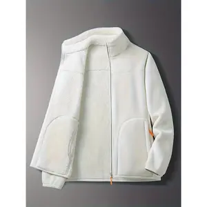 Bmuvlss Yilong  Men's Thermal Fleece-Lined Winter Jacket - Cold-Resistant Stand Collar Zipper Coat with Pockets, Machine Washable Polyester, Regular Fit Casual Outerwear for Autumn & Winter, Winter Coats, Plush Polyester Lining