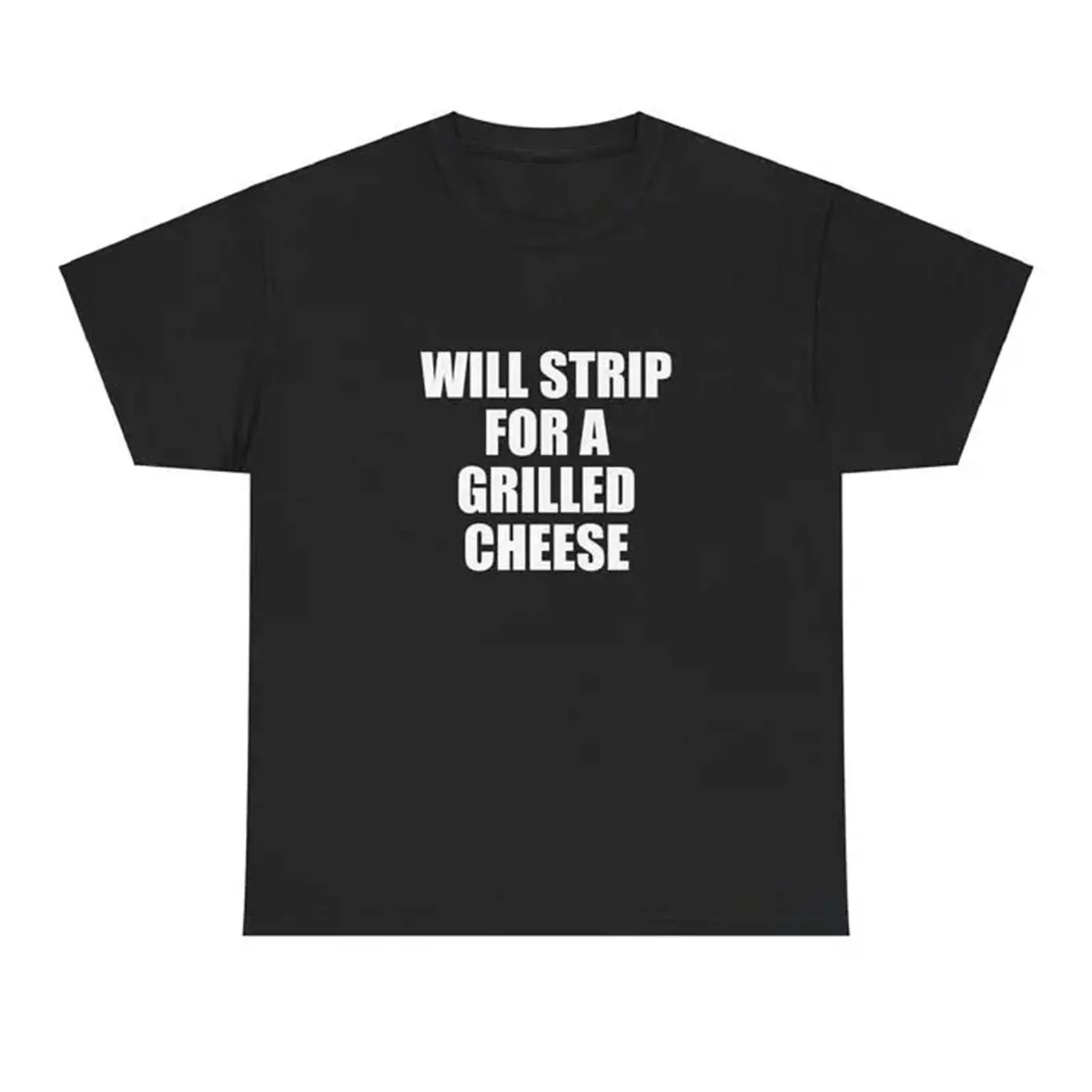 Unisex Premium Soft Cotton Short-Sleeve Sports T-Shirt - Humor "Will Str*p For A Grilled Cheese" Graphic Print, Crew Neck, Breathable, Birthday Holiday Gift (Sports & Outdoor Clothing)