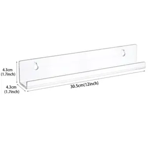 4pcs Transparent Acrylic Record Rack + 8pc Hooks, Wall-Mounted Nail Polish Organizer, Magazine Display Stand, Bookshelf, Wall Storage Rack