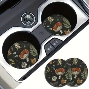 Cute Mushroom Pattern Car Cup Holders, Vintage Style Design, Easy Installation, Interior Vehicle Accessories, Set of 2, Car Interior Decor, Car Interior Decorative, Car Interior Decoration, Car Accessory