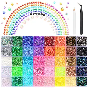 2026 Upgrade Gem DIY Bedazzling Kit with 32000Pcs 3mm Resin Rhinestones Tweezers Pick up Pen & Gifted Tools for Crafts Apparel Nail Art Supplies